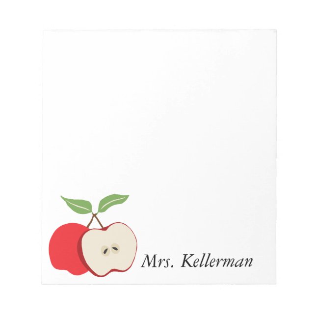 Teacher Apple Add Name 5.5 x 6 Notepad (Front)