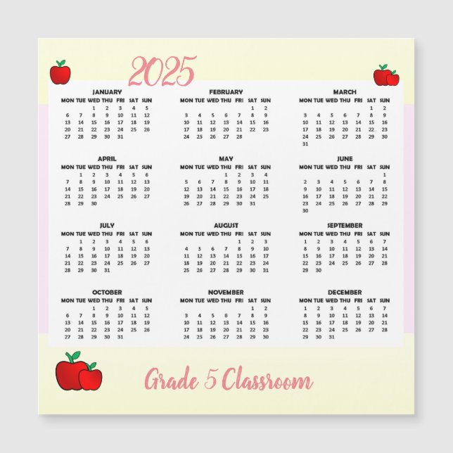 Teacher Apple Calendar 2025 (Front)