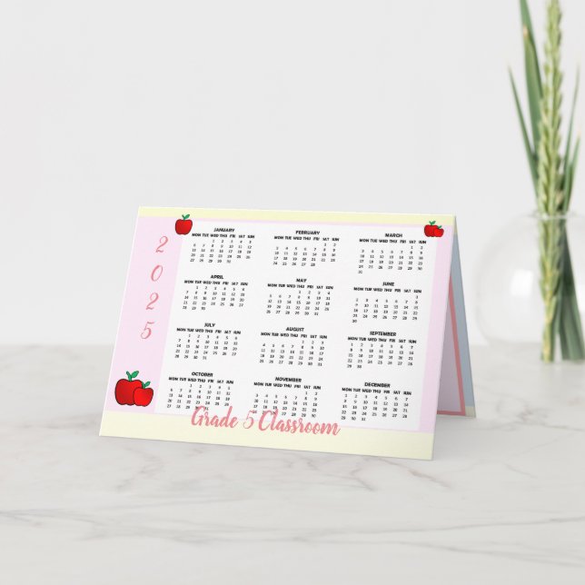 Teacher Apple Calendar 2025 Folded Card (Front)