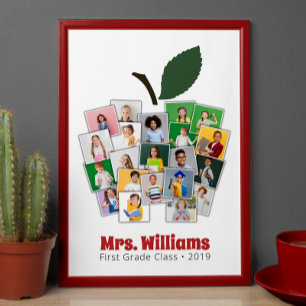 Teacher Apple Collage Teacher's Gift 2 Photos Pos  Poster