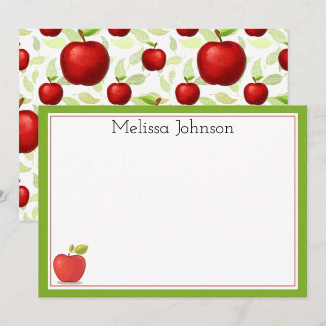 Teacher Apple Cute Fun School Personalised Card (Front/Back)