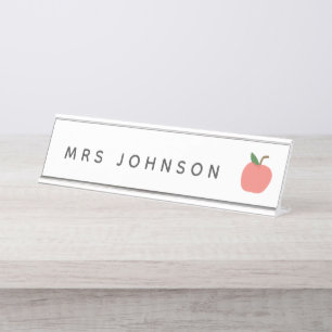 Teacher Apple   Cute Modern Graphic Fruit Class Desk Name Plate