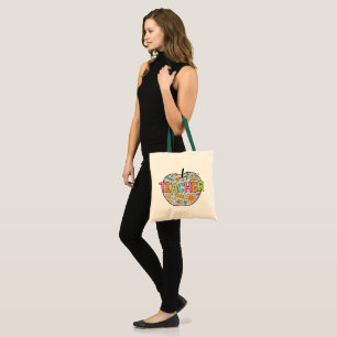 Teacher Apple Dots Colourful Tote Bag