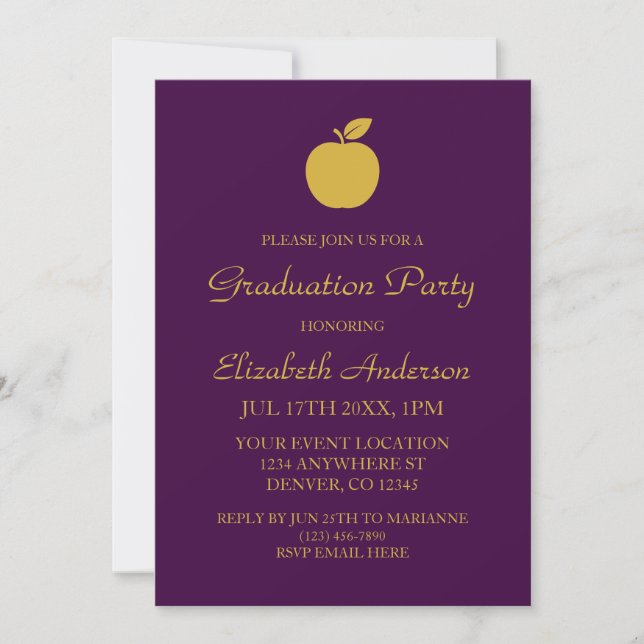 Teacher Apple Graduation Invitation (Front)