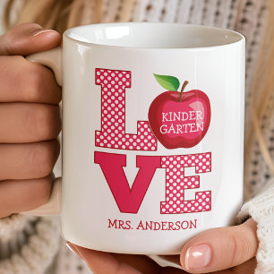 Teacher Apple Love Personalised Name And Grade Coffee Mug