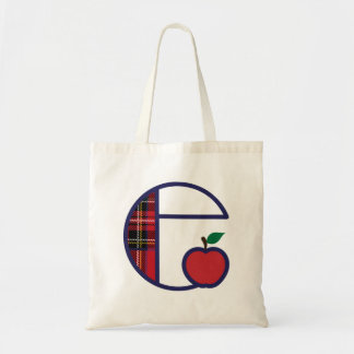 Teacher Apple Monogram Tote Bag Initial E