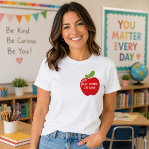 Teacher Apple Name and Grade Level T-Shirt