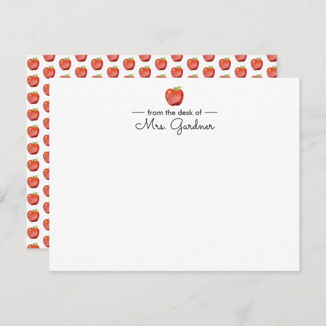 Teacher Apple Personalised Stationery Card (Front/Back)
