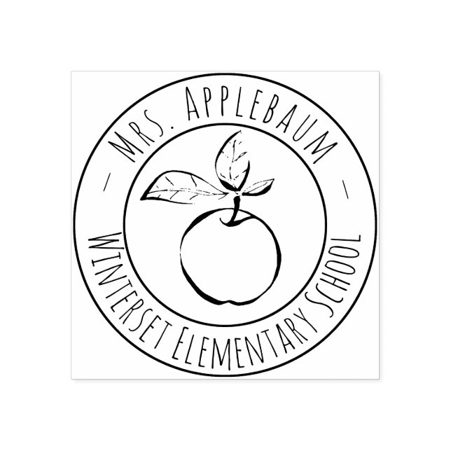 Teacher Apple Personalised Wood Art Stamp (Imprint)