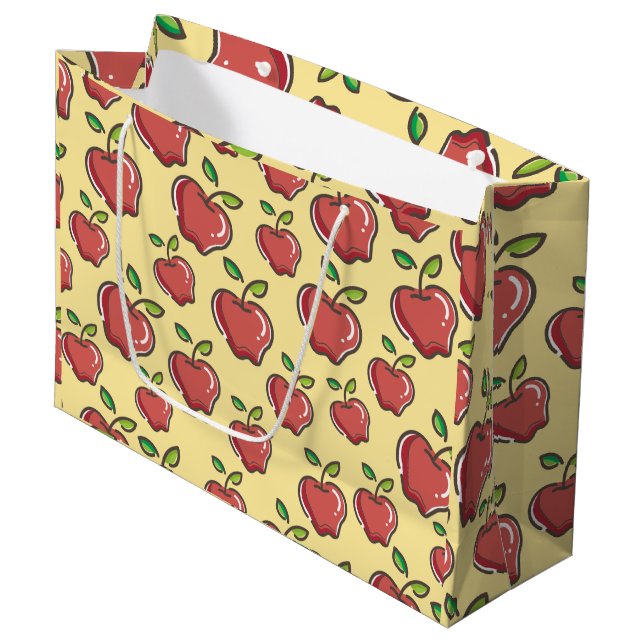 Teacher Apple Tree Patterns Preschool Art Teacher Large Gift Bag (Front Angled)