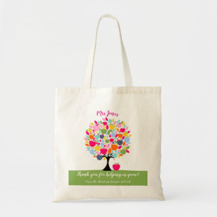 Teacher apple tree thank you gift class tree tote bag