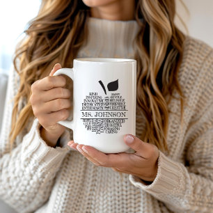 Teacher Apple Typography Black and White Coffee Mug