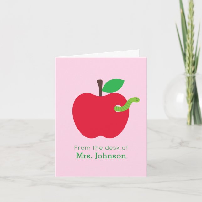 Teacher Apple with Worm Card (Front)