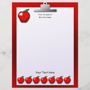 Teacher Apples Letterhead Stationery