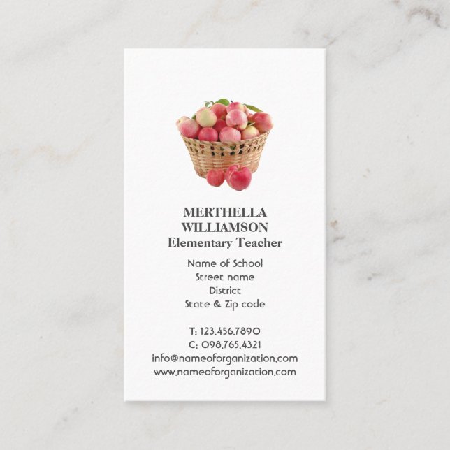 TEACHER | Apples | Photo Business Card (Front)