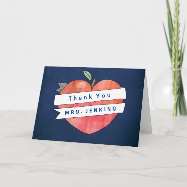 Teacher Appreciation Apple Heart Thank You Card (Front)
