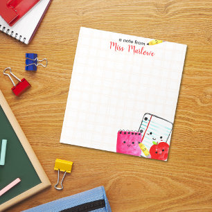 Teacher Appreciation Apple Pencil Paper Chequered Notepad
