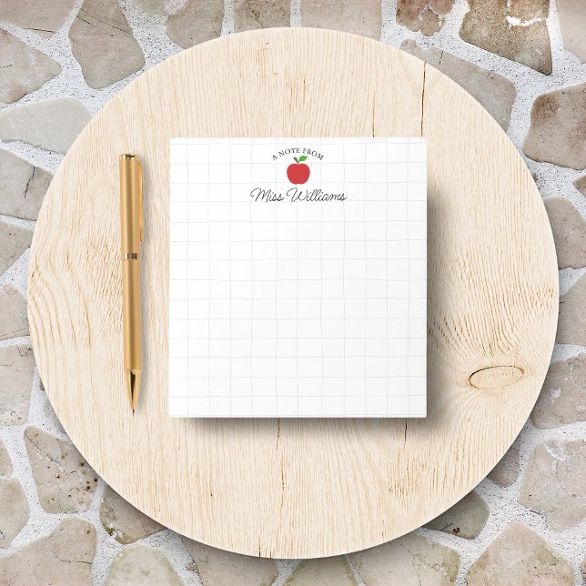 Teacher Appreciation Apple Personalised Name Notepad (Creator Uploaded)