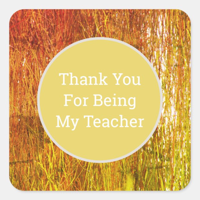 Teacher Appreciation Autumn Colours Thank You Square Sticker (Front)