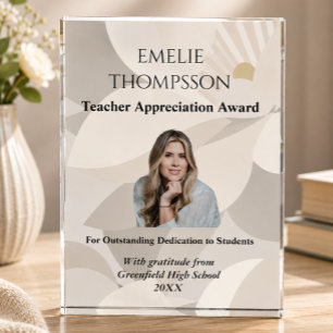 Teacher Appreciation Award Elegant Neutral  Photo Block