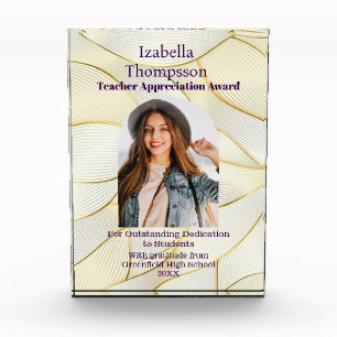 Teacher Appreciation Award Elegant Photo gold fiol Block