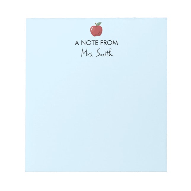 Teacher Appreciation Back to School Supplies Apple Notepad (Front)
