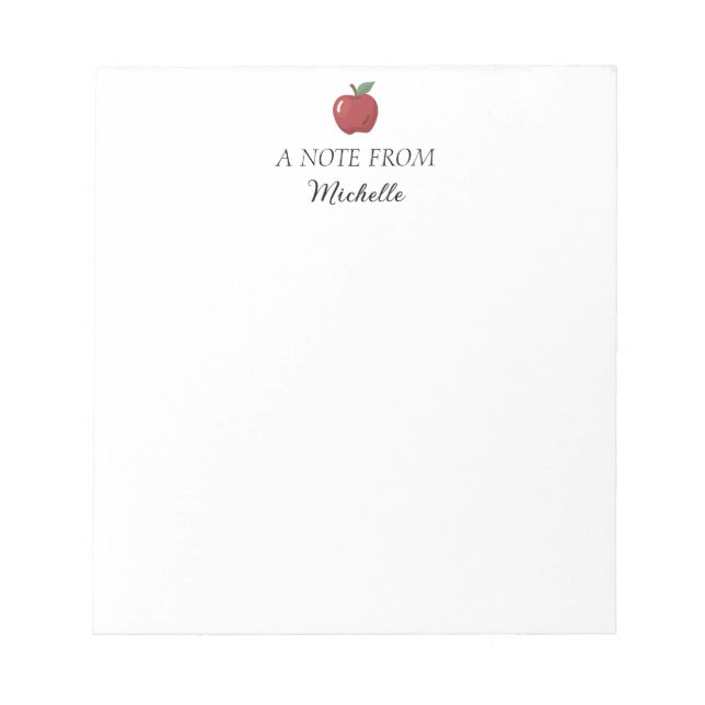 Teacher Appreciation Back to School Supplies Apple Notepad (Front)