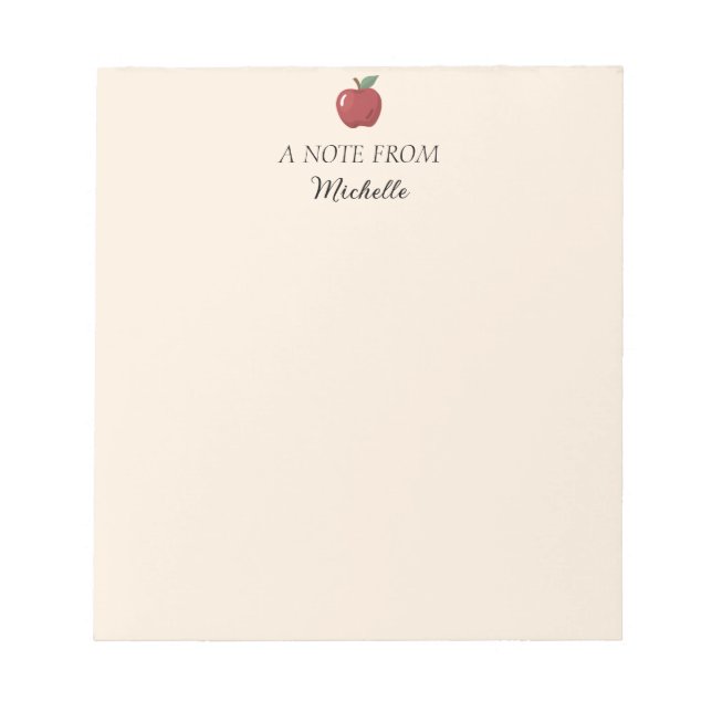 Teacher Appreciation Back to School Supplies Apple Notepad (Front)