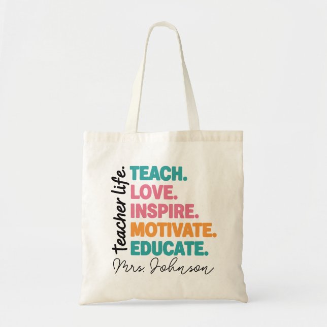 Teacher Appreciation Bag Gift Tote Bag Canvas Cust (Front)