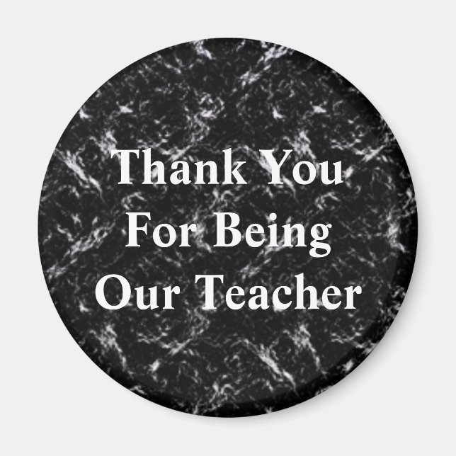 Teacher Appreciation Black Marble Classroom Magnet (Front)