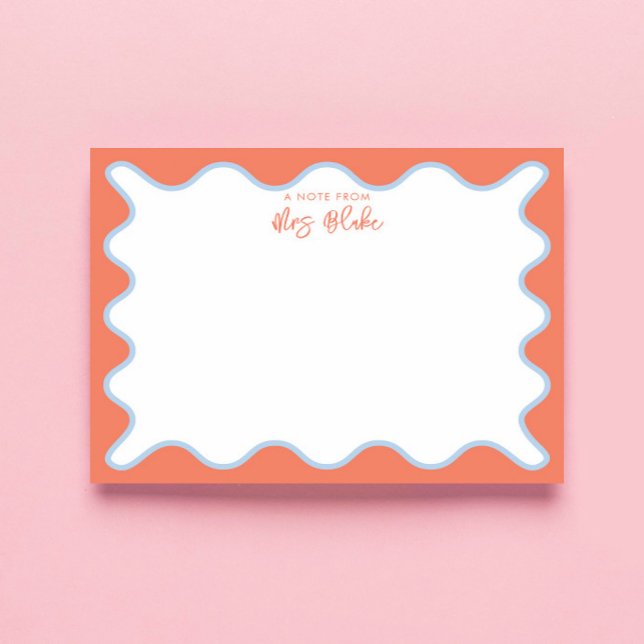 Teacher Appreciation Blue Peach Wavy Notepad (Creator Uploaded)
