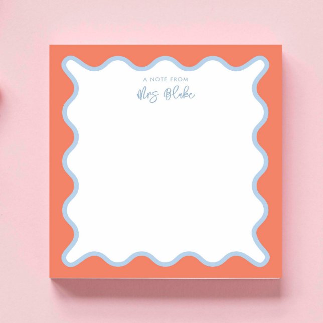 Teacher Appreciation Blue peach Wavy Notepad (Creator Uploaded)