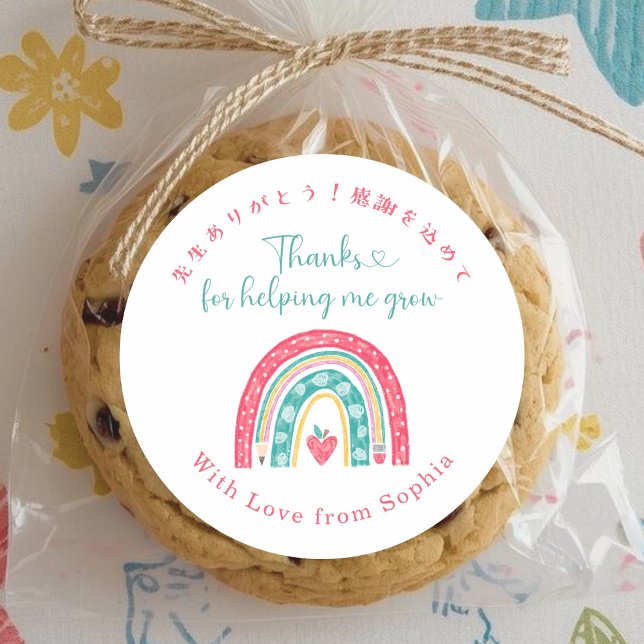 Teacher Appreciation Boho Rainbow School Treat Classic Round Sticker (Creator Uploaded)