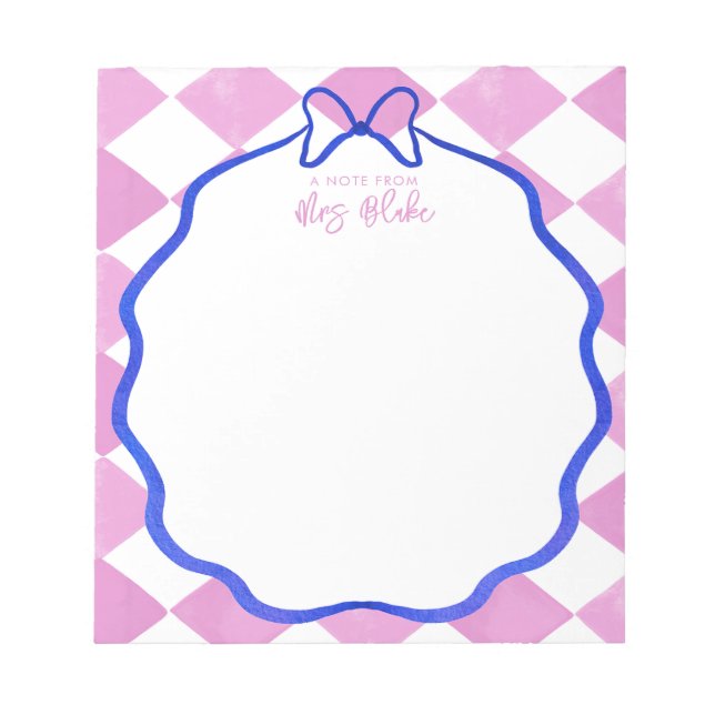 Teacher Appreciation Bold Colour Border Notepad (Front)