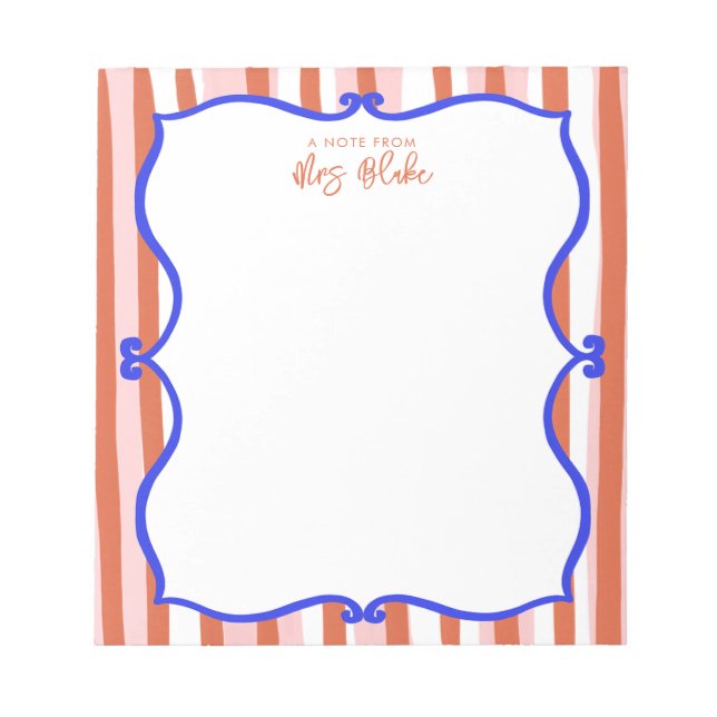 Teacher Appreciation Bold Colour Border Notepad (Front)