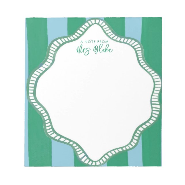 Teacher Appreciation Bold Colour Border Notepad (Front)