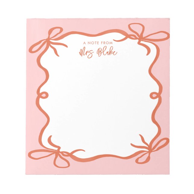 Teacher Appreciation Bold Colour Border Notepad (Front)
