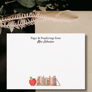 Teacher Appreciation Books Red Apple Bookworm Card