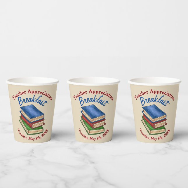 Teacher Appreciation Breakfast Retirement Party Paper Cups (Multi)