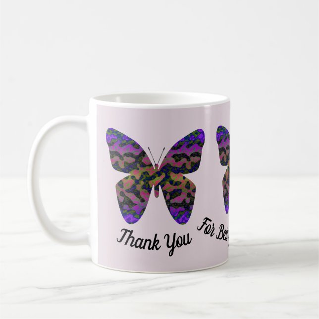 Teacher Appreciation Bright Butterfly Thank You Coffee Mug (Left)