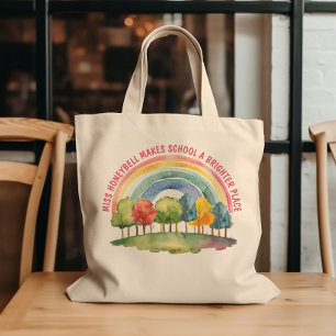 Teacher Appreciation Brighter Place Rainbow Forest Tote Bag