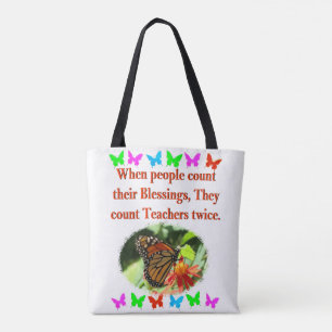 TEACHER APPRECIATION BUTTERFLY DESIGN TOTE BAG