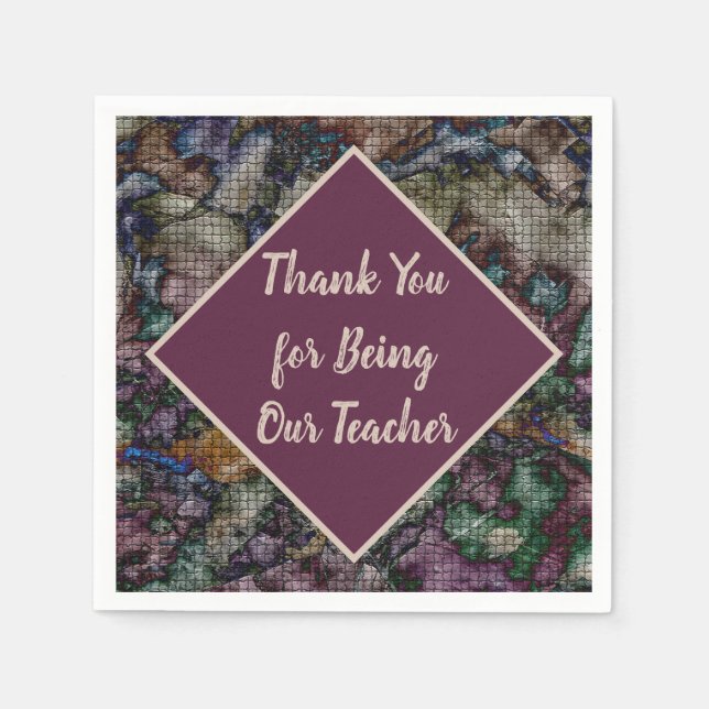 Teacher Appreciation Colourful Mosaic Thank You Napkin (Front)