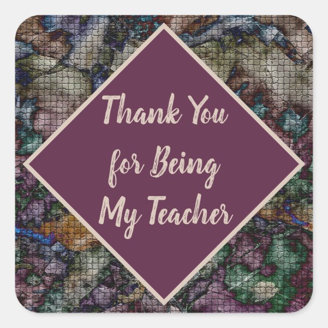 Teacher Appreciation Colourful Mosaic Thank You Square Sticker (Front)