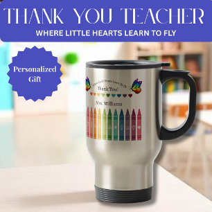 Teacher Appreciation-Crayons Hearts Butterflies Travel Mug