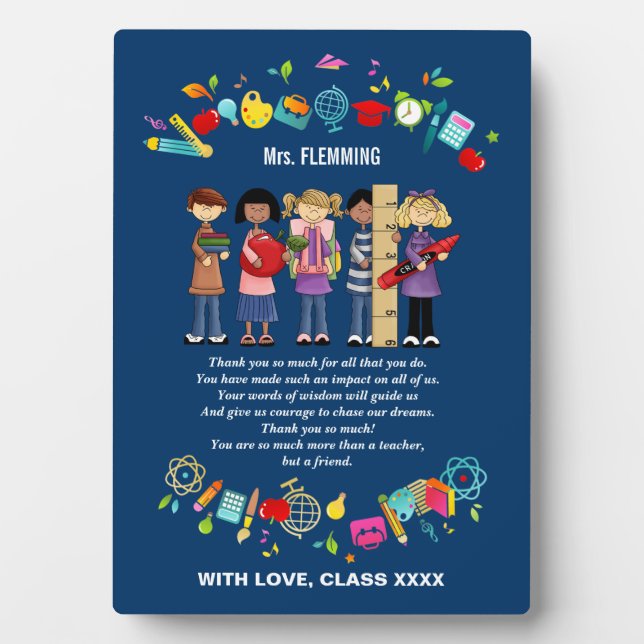 Teacher Appreciation Custom Name Gift  Plaque (Front)