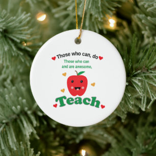 Teacher Appreciation Cute Red Apple Quote Ceramic Tree Decoration