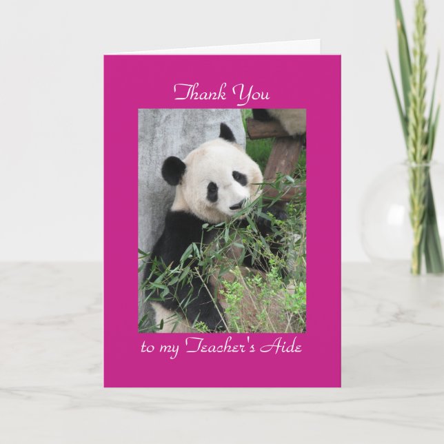 Teacher Appreciation Day Aide Greeting Card, Panda Thank You Card (Front)