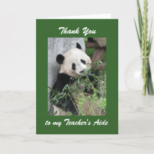 Teacher Appreciation Day Aide Greeting Card, Panda Thank You Card