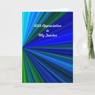 Teacher Appreciation Day Greeting Blue Starburst Thank You Card